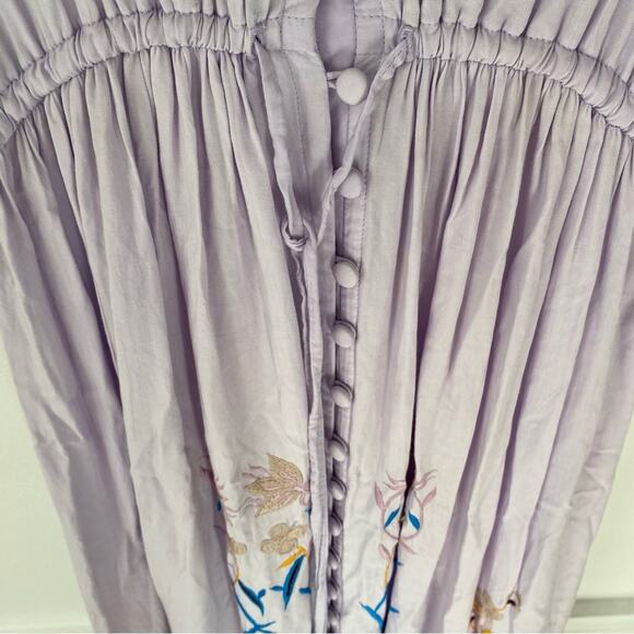 Fillyboo Lavender Embroidered Boho Fringe Maxi Dress size large - Picture 9 of 10